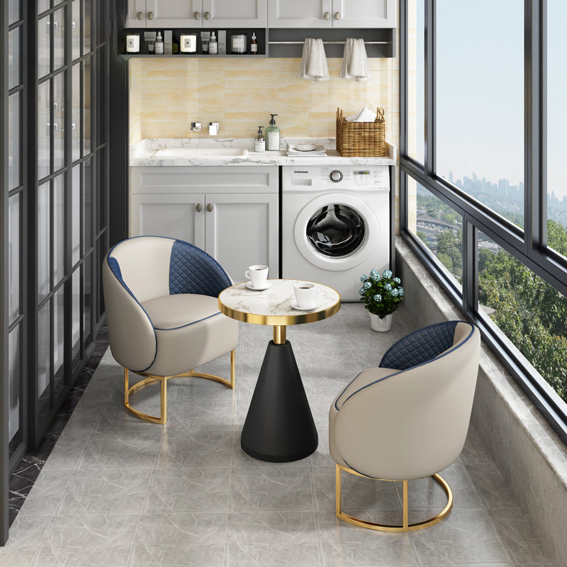 Modern Round Shape Dining Room Chair and Table Set with 2 Chairs