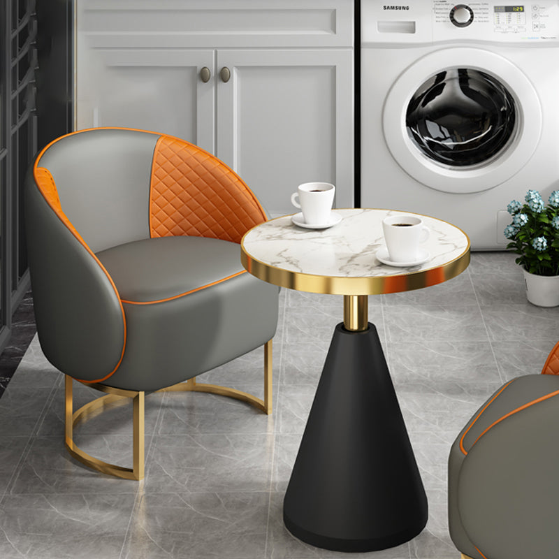 Modern Round Shape Dining Room Chair and Table Set with 2 Chairs