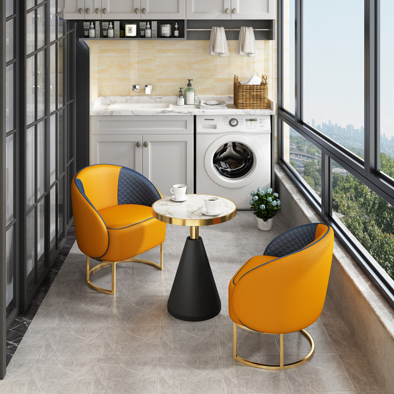 Modern Round Shape Dining Room Chair and Table Set with 2 Chairs