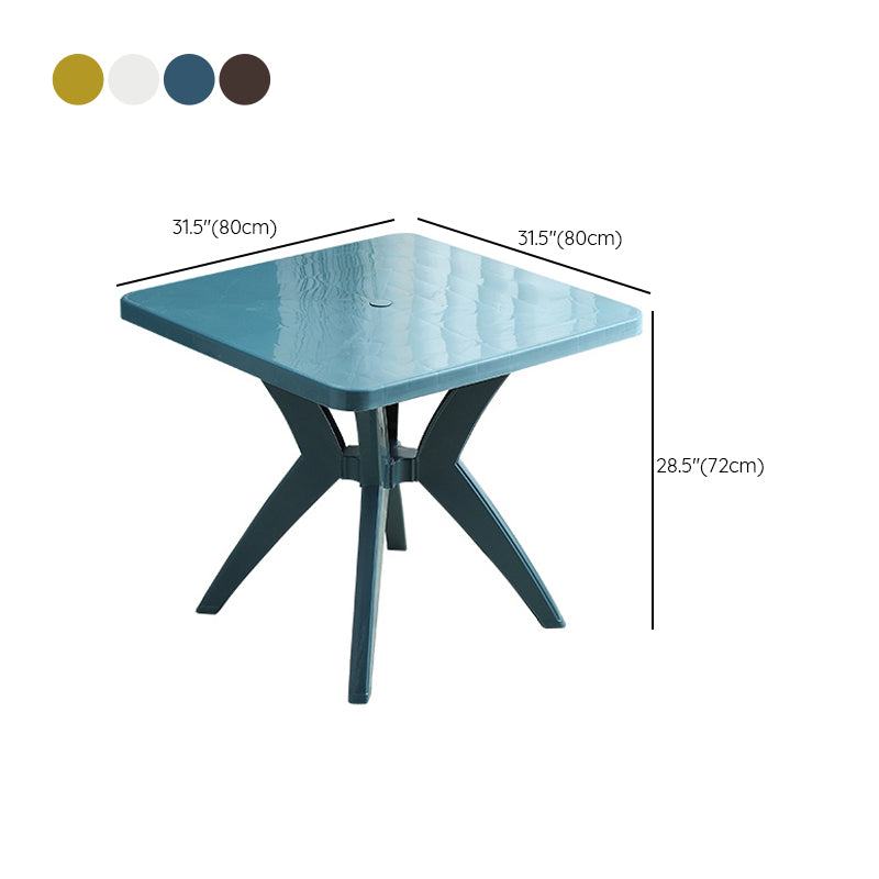 Modern Style Dining Table Outdoor Plastic Patio Table with Umbrella Hole