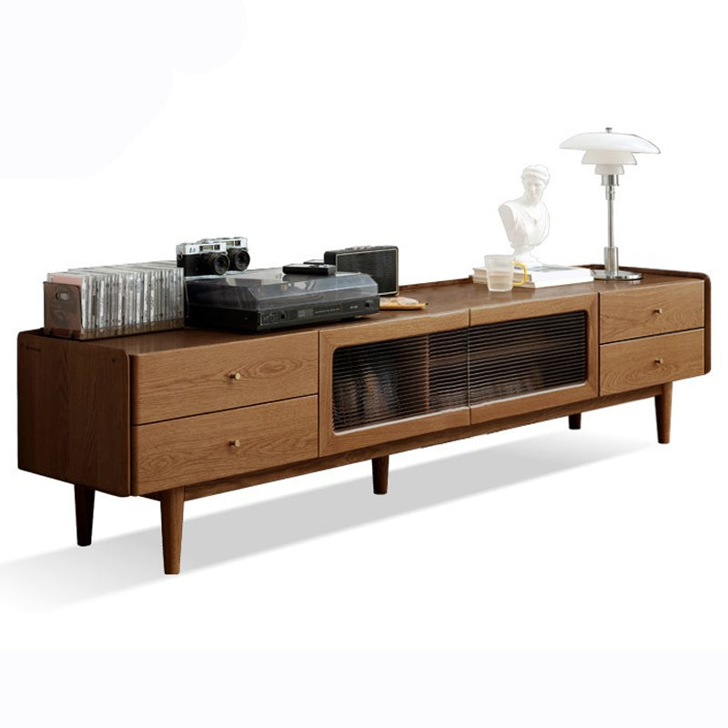 Modern 4 Drawers TV Stand Wooden TV Cabinet with Doors for Living Room