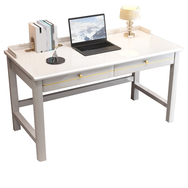 Contemporary Style Wood Office Desk Rectangular Shape Task Desk with 1/2 Drawers for Home