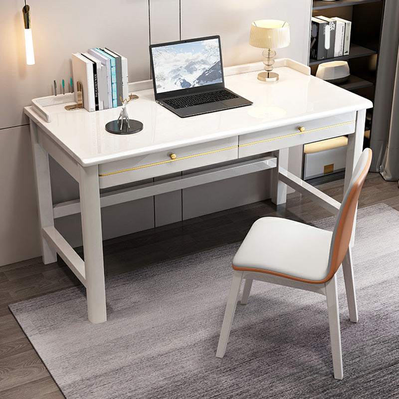 Contemporary Style Wood Office Desk Rectangular Shape Task Desk with 1/2 Drawers for Home