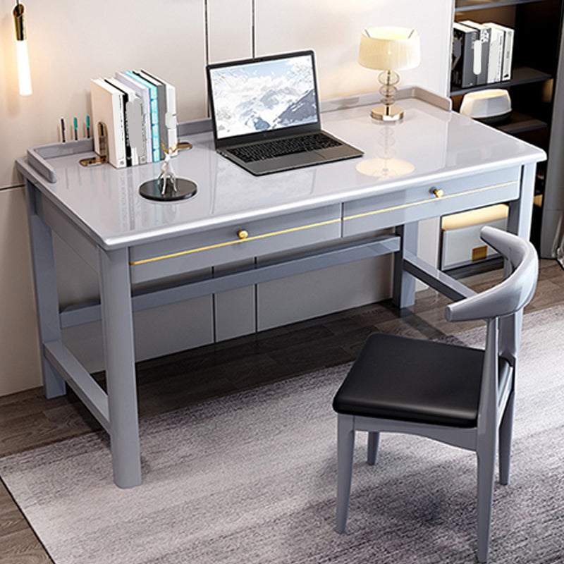 Contemporary Style Wood Office Desk Rectangular Shape Task Desk with 1/2 Drawers for Home