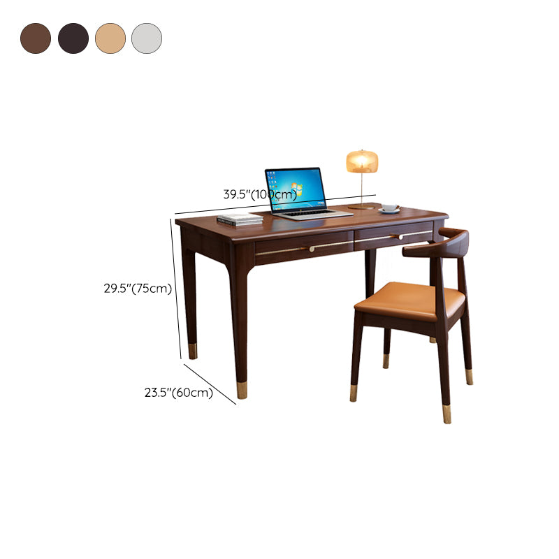 Glam Style Solid Wood Computer Desk Parsons Base Office Desk with Drawer