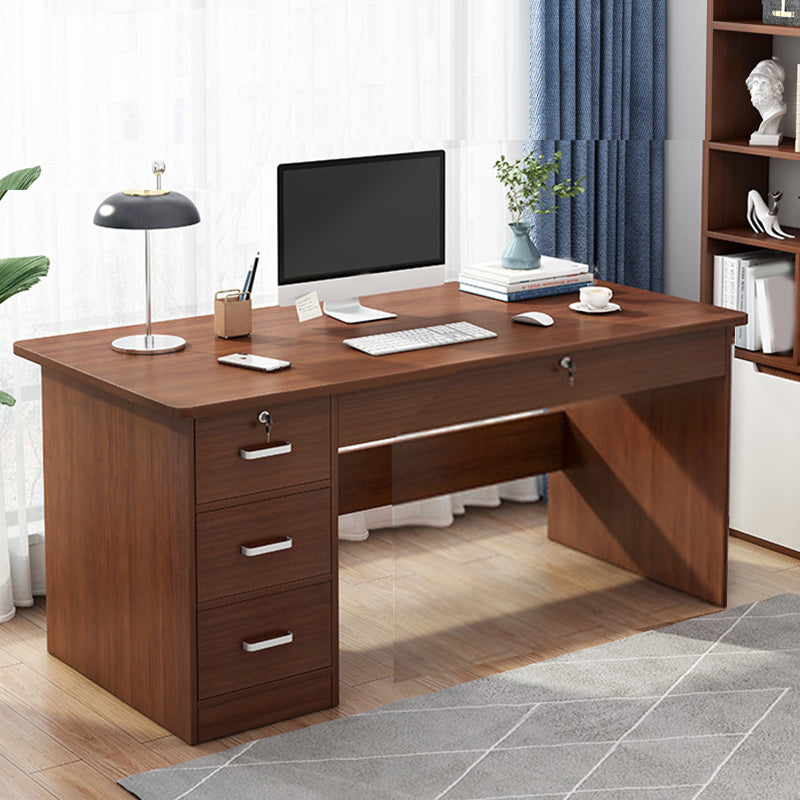 Engineered Wood Writing Desk Modern Executive Desk with Drawers