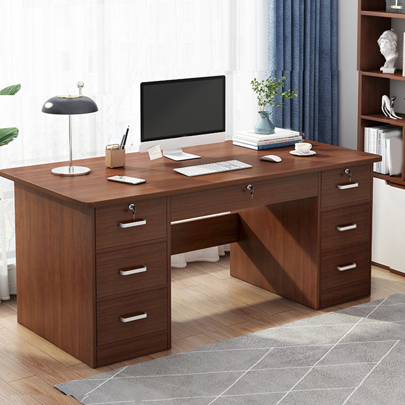 Engineered Wood Writing Desk Modern Executive Desk with Drawers