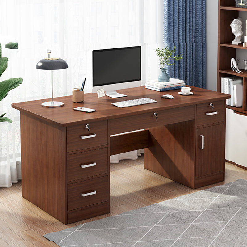 Engineered Wood Writing Desk Modern Executive Desk with Drawers