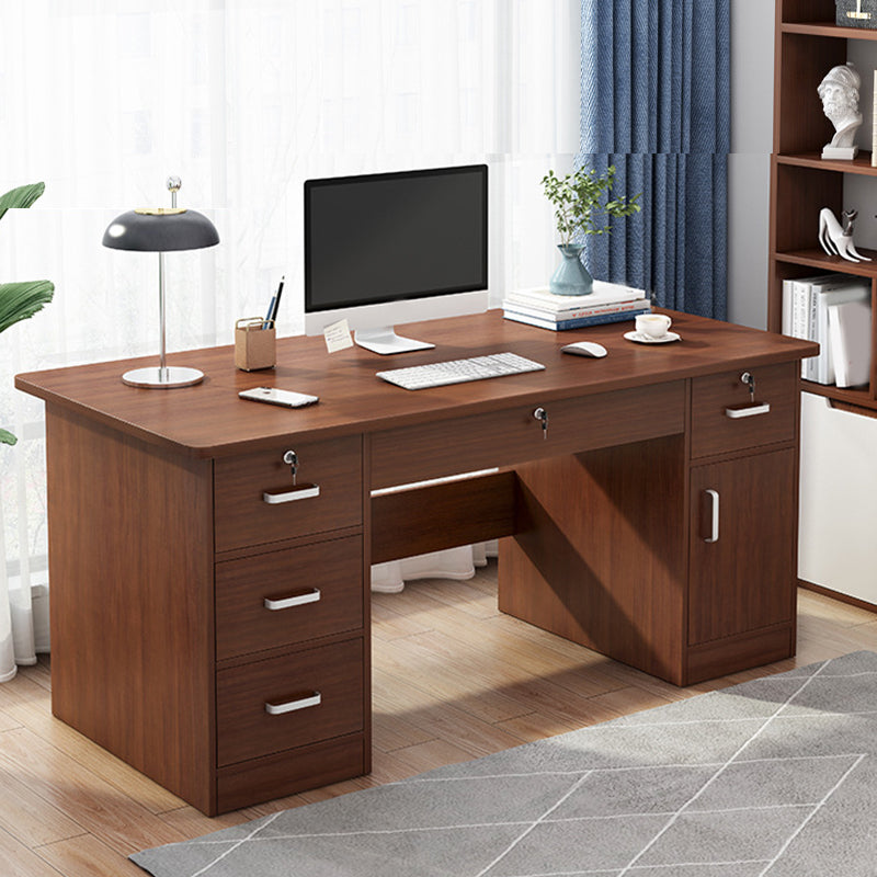 Engineered Wood Writing Desk Modern Executive Desk with Drawers