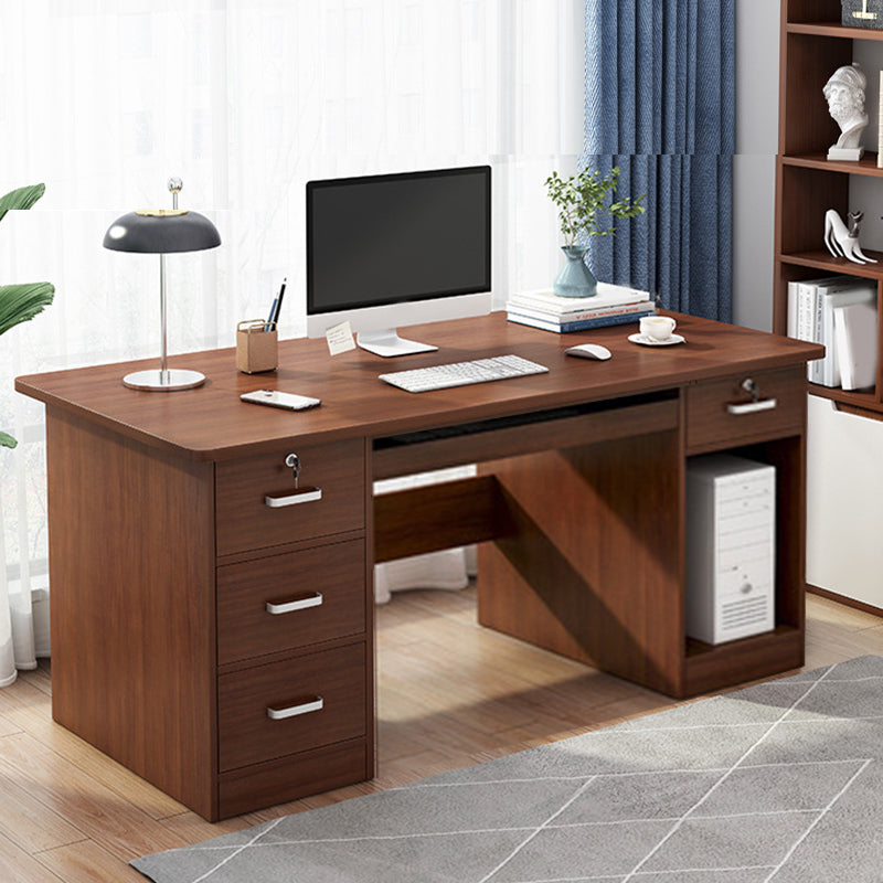 Engineered Wood Writing Desk Modern Executive Desk with Drawers