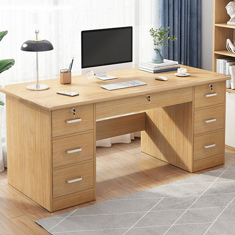 Engineered Wood Writing Desk Modern Executive Desk with Drawers