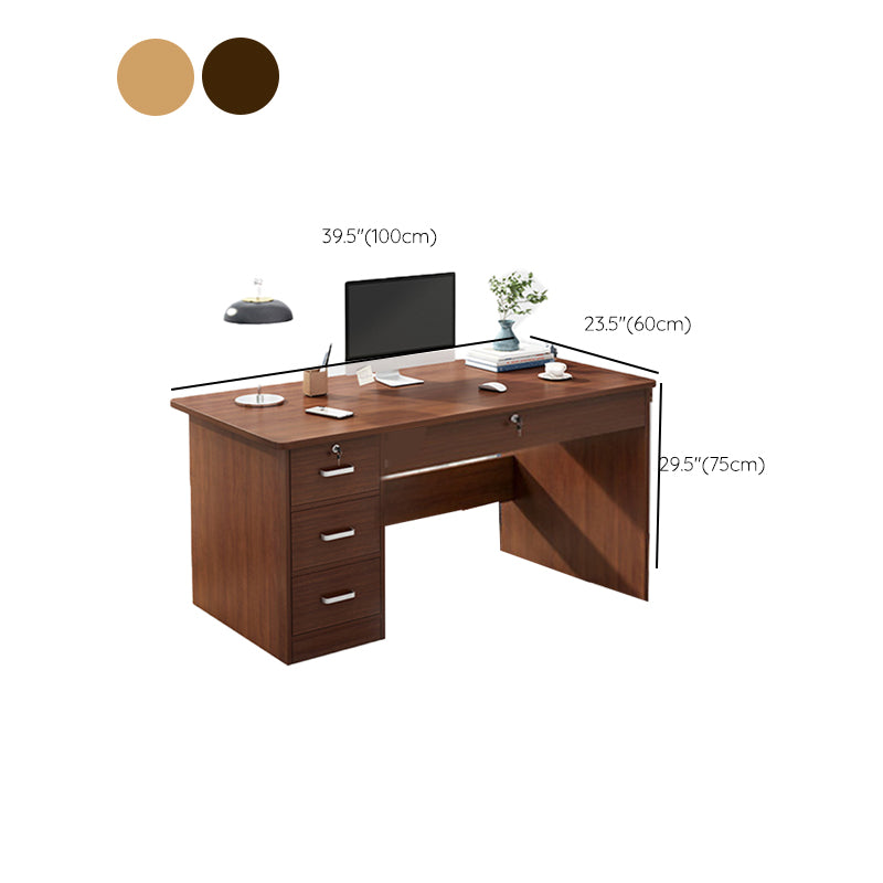 Engineered Wood Writing Desk Modern Executive Desk with Drawers