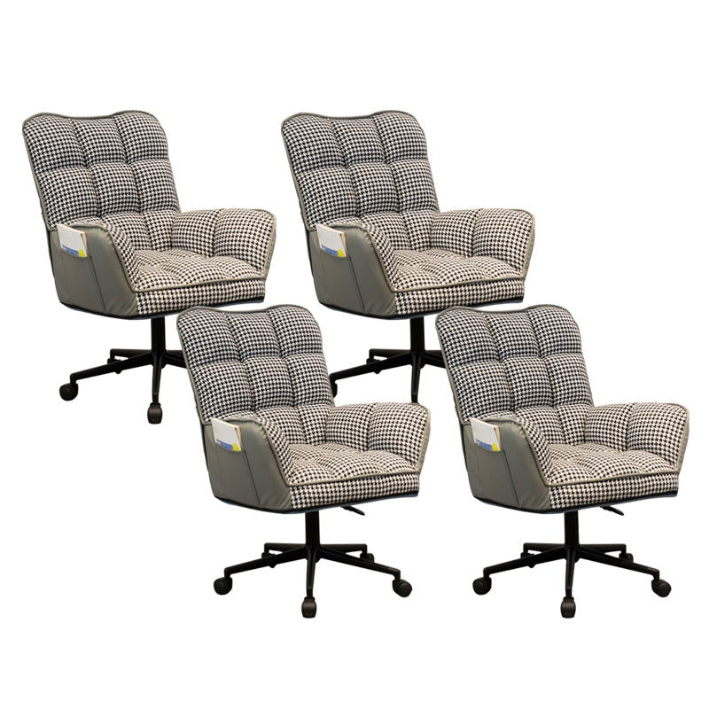 Modern Armless Office Chair Leather No Distressing Ergonomic Slide Chair with Wheels