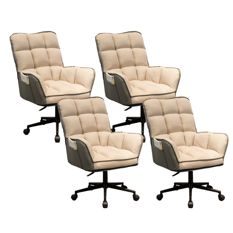 Modern Armless Office Chair Leather No Distressing Ergonomic Slide Chair with Wheels