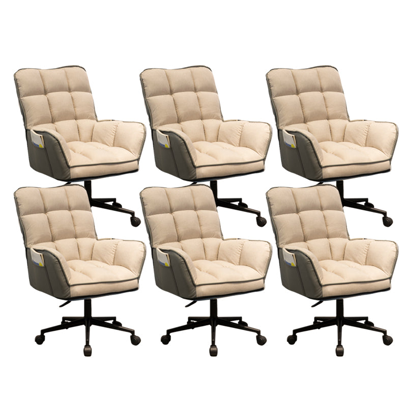 Modern Armless Office Chair Leather No Distressing Ergonomic Slide Chair with Wheels