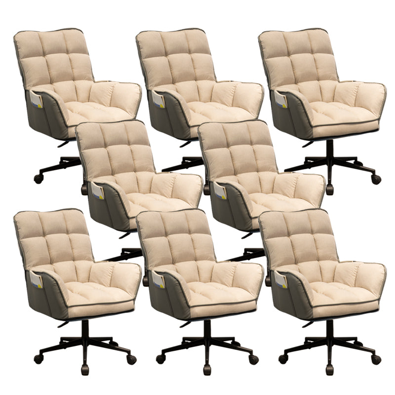 Modern Armless Office Chair Leather No Distressing Ergonomic Slide Chair with Wheels