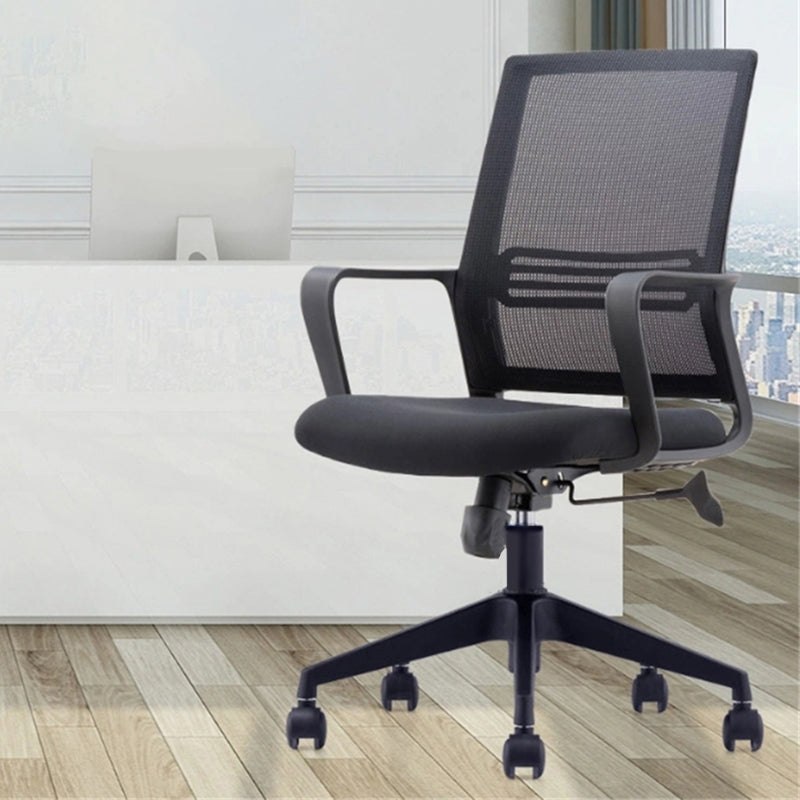 Modern Fixed Arms Slide Chair No Distressing Ergonomic Desk Chair with Wheels