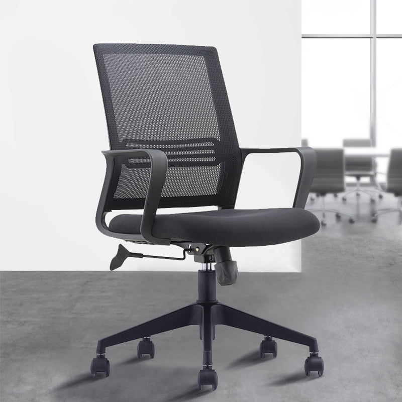 Modern Fixed Arms Slide Chair No Distressing Ergonomic Desk Chair with Wheels