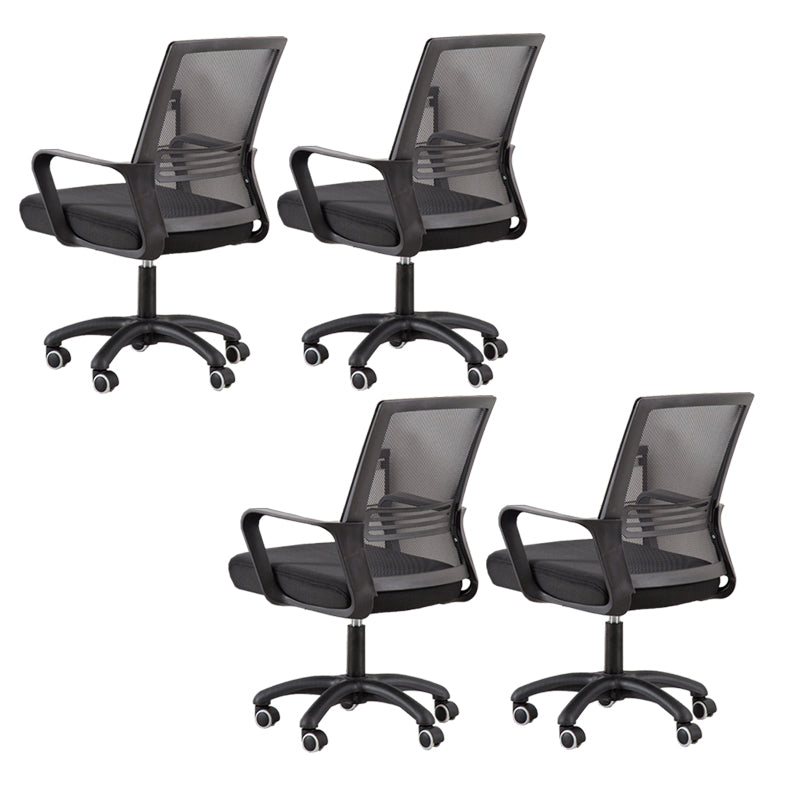 Modern Fixed Arms Slide Chair No Distressing Ergonomic Desk Chair with Wheels