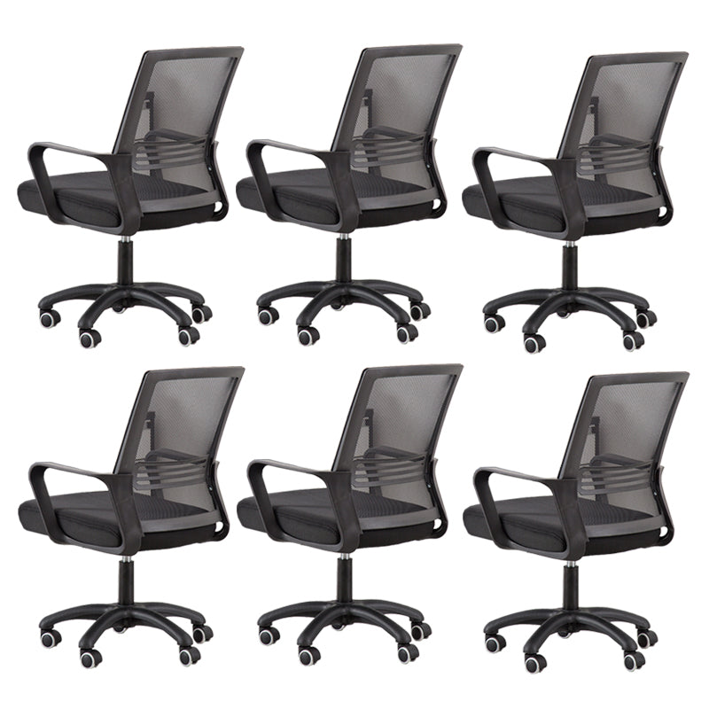 Modern Fixed Arms Slide Chair No Distressing Ergonomic Desk Chair with Wheels