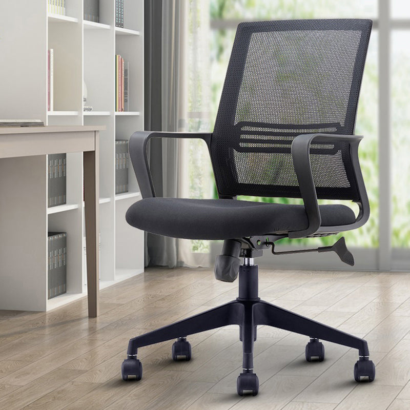 Modern Fixed Arms Slide Chair No Distressing Ergonomic Desk Chair with Wheels