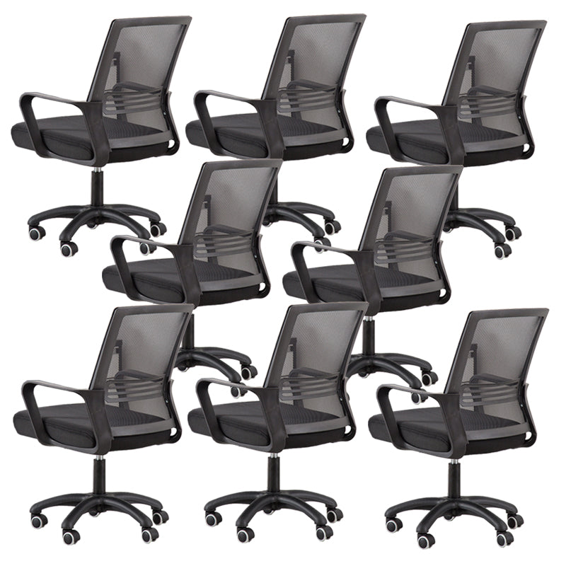 Modern Fixed Arms Slide Chair No Distressing Ergonomic Desk Chair with Wheels