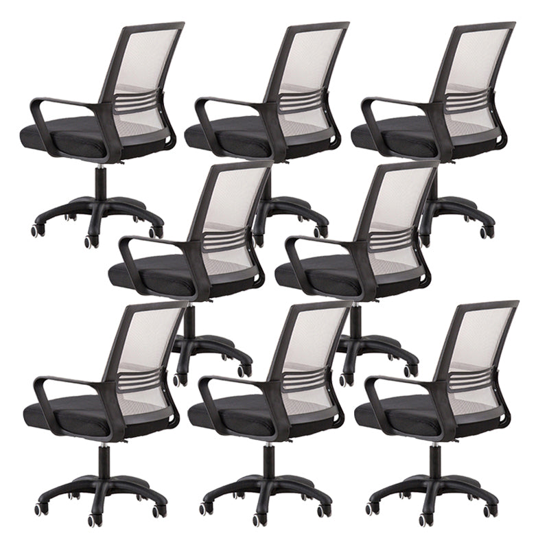 Modern Fixed Arms Slide Chair No Distressing Ergonomic Desk Chair with Wheels