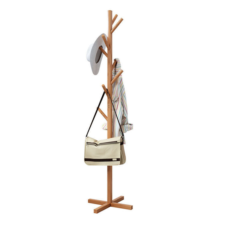 Free Standing Hall Tree Wood Nordic Style Coat Hanger with 8 Hooks