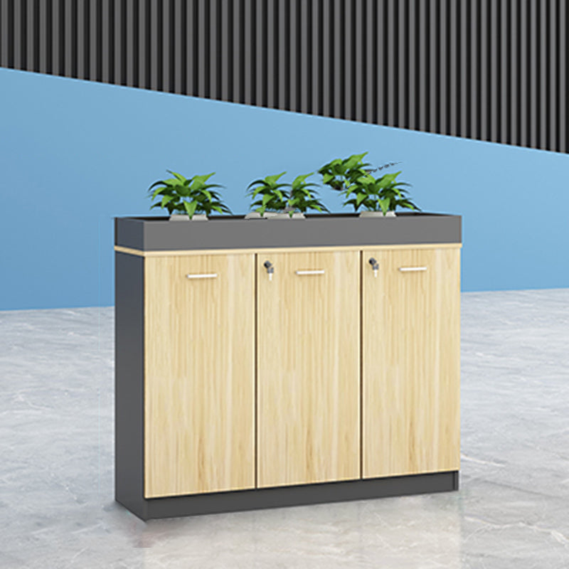 Modern Lateral Cabinet Wooden Frame Key Locking File Cabinet