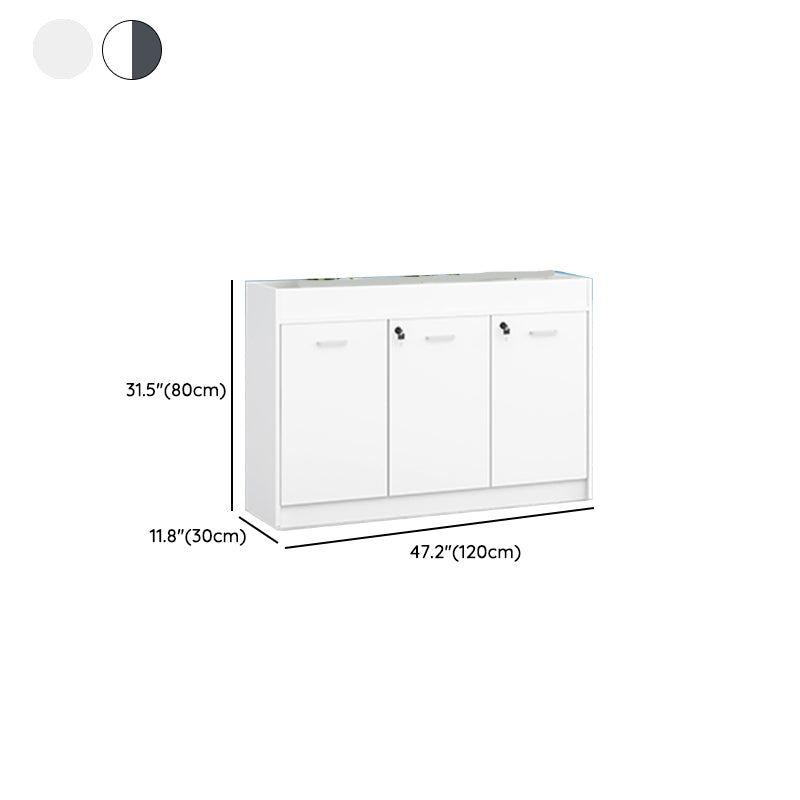 Modern Lateral Cabinet Wooden Frame Key Locking File Cabinet