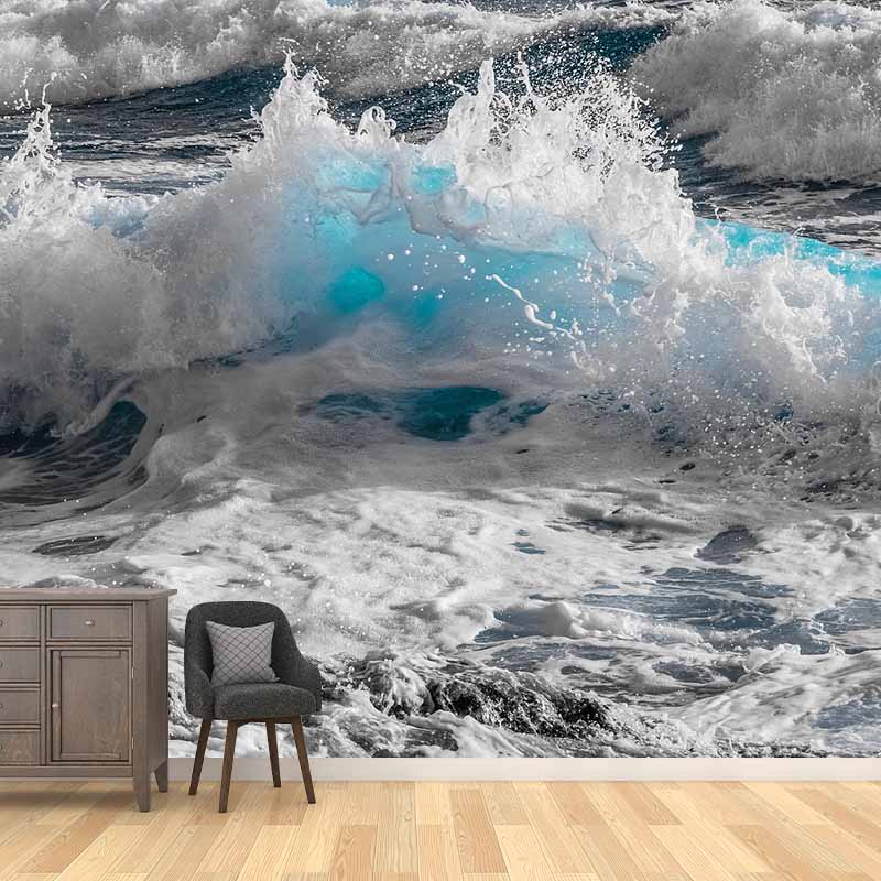 Tropical Style Stain Resistant Wallpaper Non-Pasted Sea Printed Photography