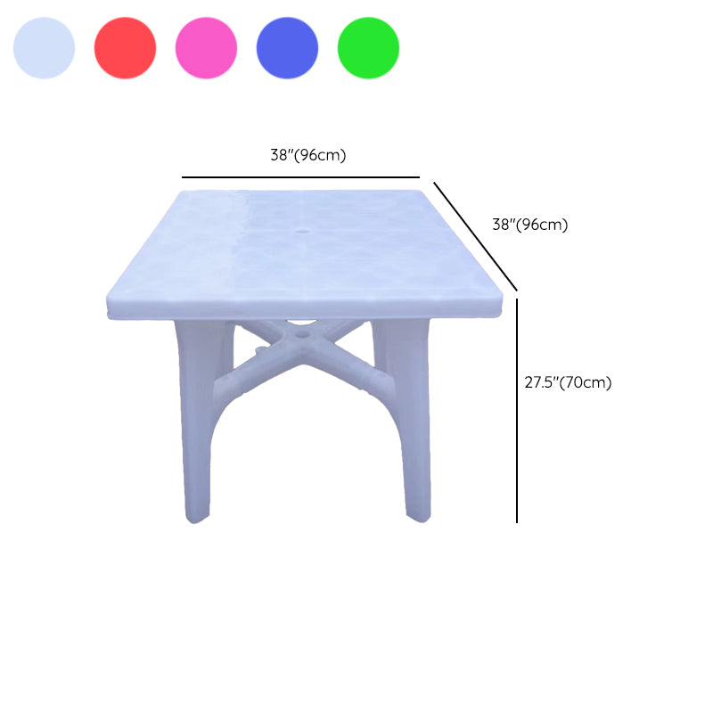 Water Resistant Plastic Patio Table with Umbrella Hole in Rectangle/Round