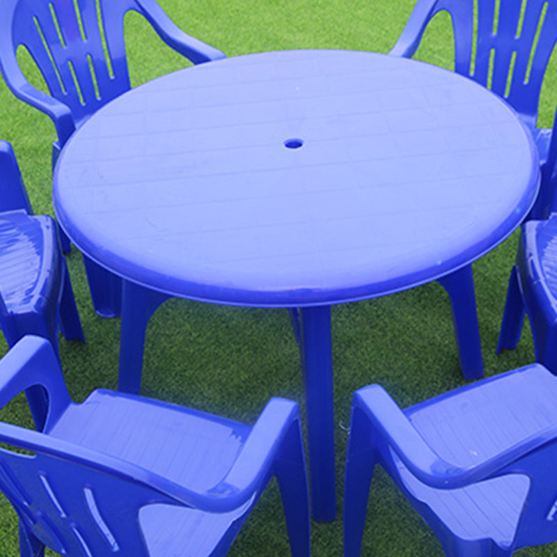 Modern Style Rectangle/Round Patio Table Plastic Water Resistant with Umbrella Hole