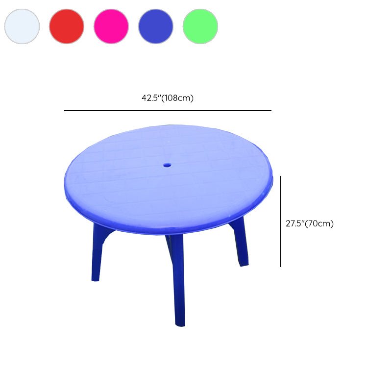 Modern Style Rectangle/Round Patio Table Plastic Water Resistant with Umbrella Hole