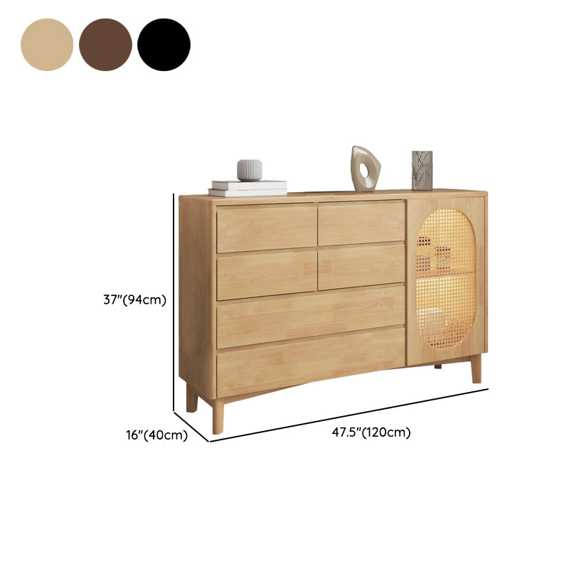 Modern Sideboard Rubberwood Sideboard Cabinet with Doors for Dining Room