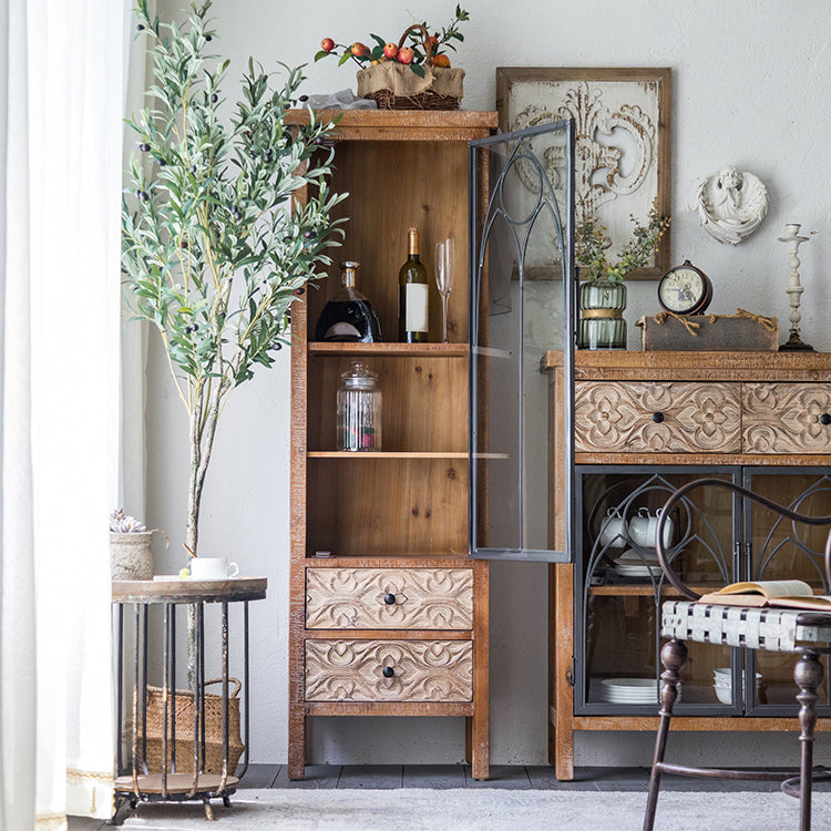 Modern Sideboard Solid Wood Sideboard Cabinet with Doors for Dining Room