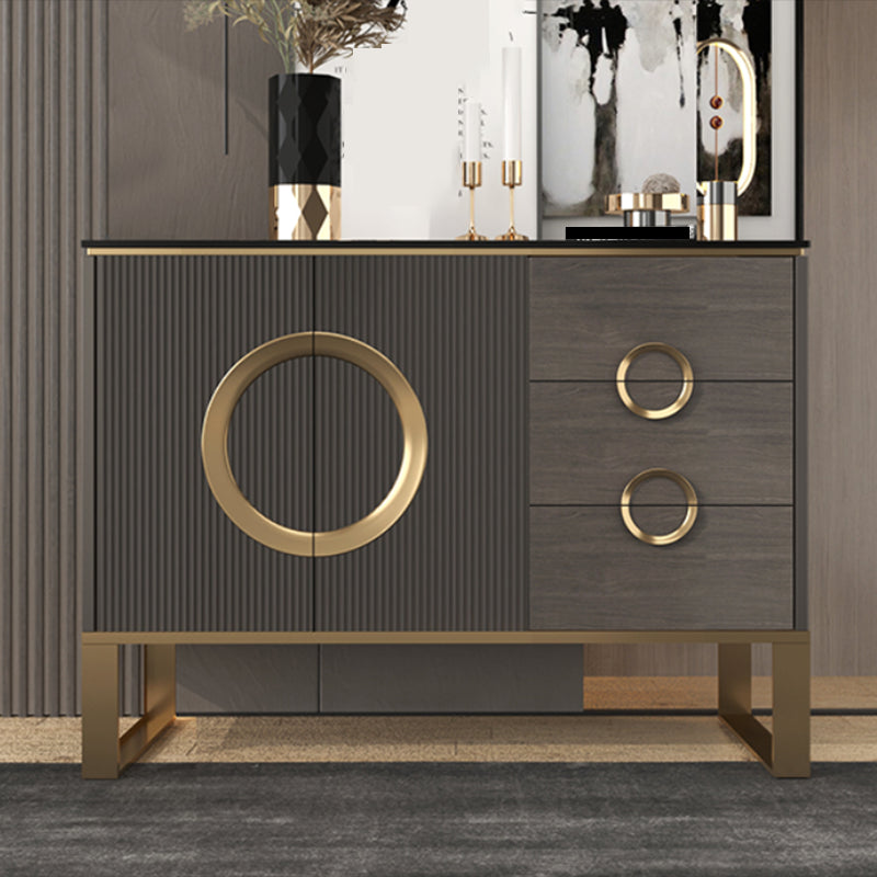 Glam Buffet Table Stone Sideboard Table with Drawers for Dining Room