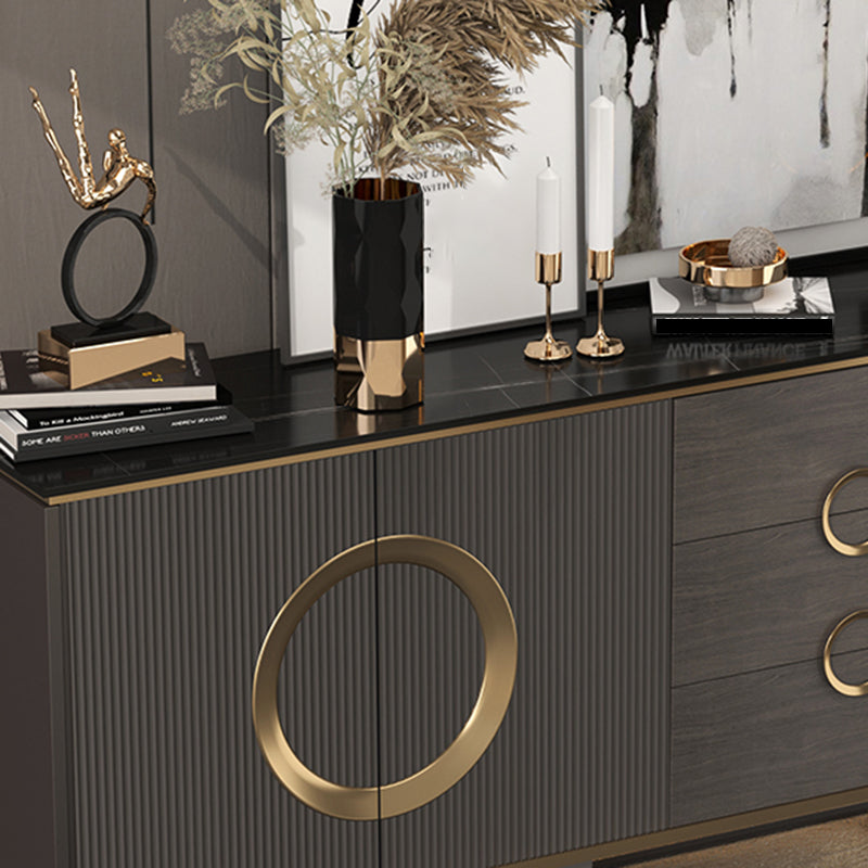 Glam Buffet Table Stone Sideboard Table with Drawers for Dining Room