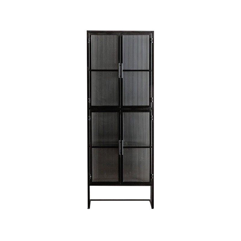 Modern Curio Cabinet Metal Glass Doors Buffet Cabinet for Dining Room