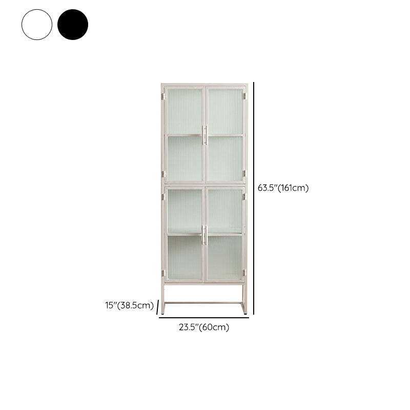 Modern Curio Cabinet Metal Glass Doors Buffet Cabinet for Dining Room