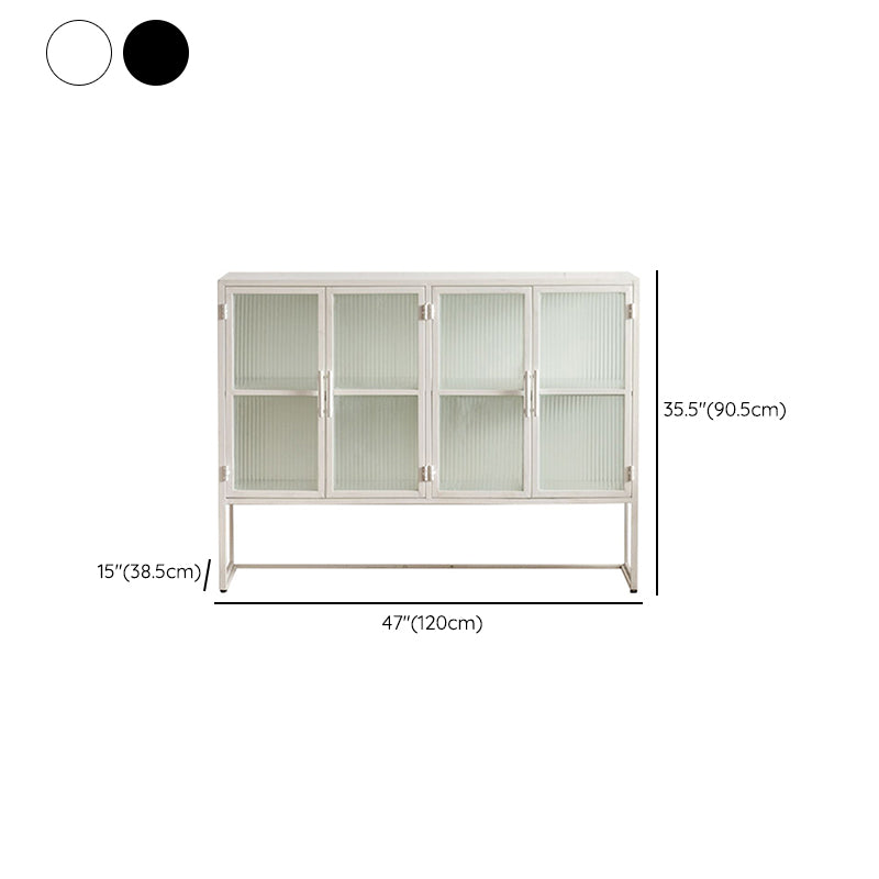 Modern Curio Cabinet Metal Glass Doors Buffet Cabinet for Dining Room