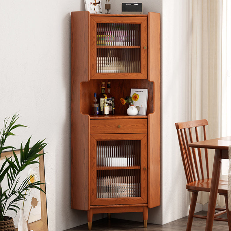 Design Wooden Storage Cabinet with 2 Glass Doors and Storage Shelf Modern