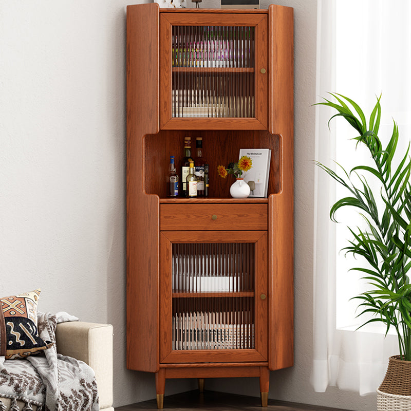 Design Wooden Storage Cabinet with 2 Glass Doors and Storage Shelf Modern