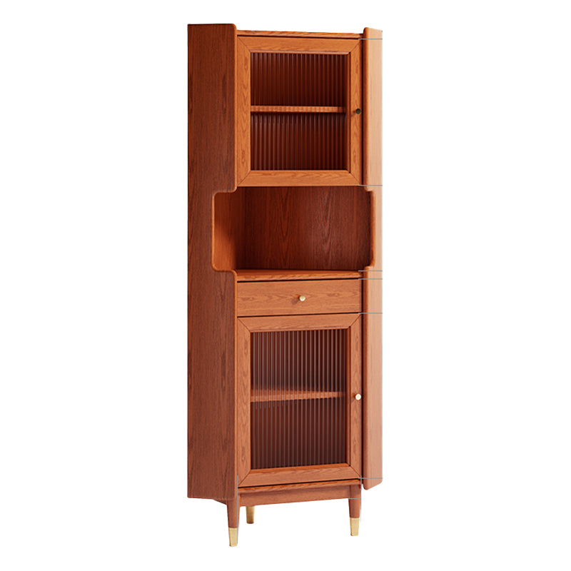 Design Wooden Storage Cabinet with 2 Glass Doors and Storage Shelf Modern