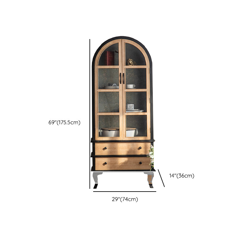 Glass Paned Industrial Cabinet Distressed Metal Accent Cabinet