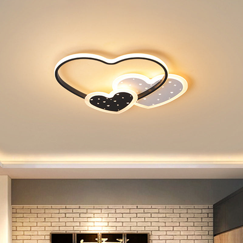 Pink/Black Love Family Flushmount Macaron Acrylic LED Ceiling Flush Mount Light for Kids Room