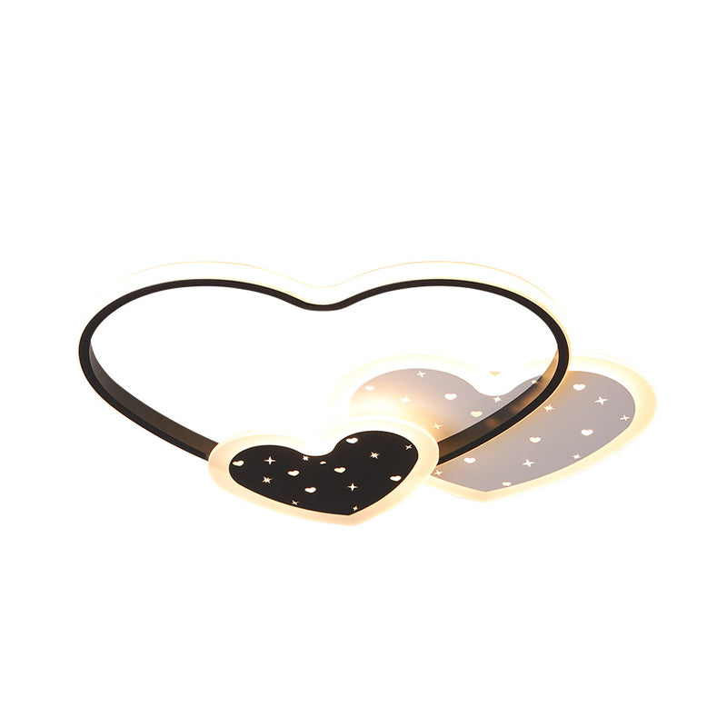 Plafonnier LED en acrylique macaron rose/noir Love Family, plafonnier pour chambre d'enfant