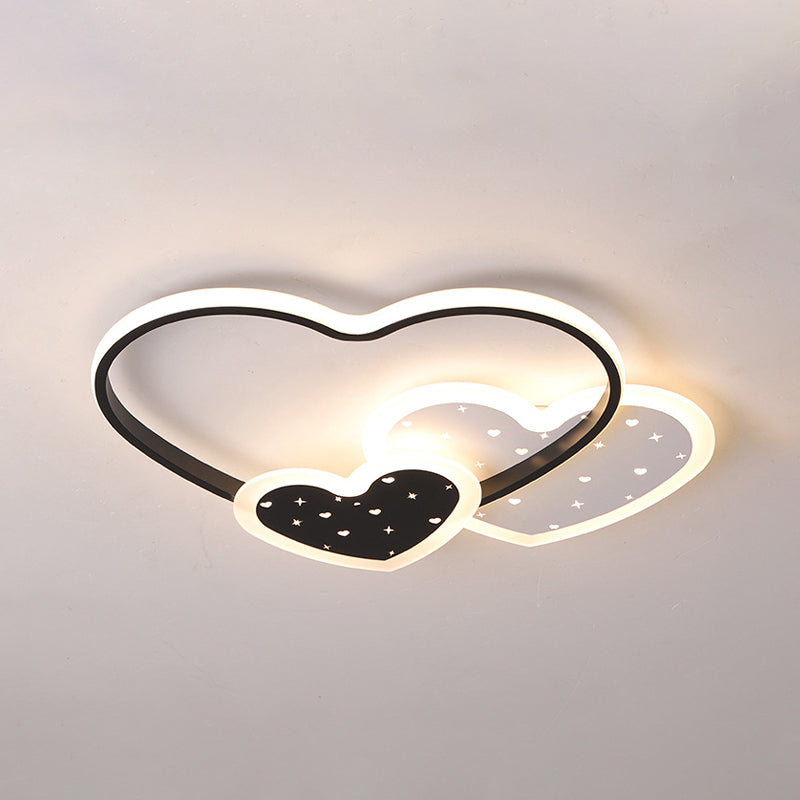 Plafonnier LED en acrylique macaron rose/noir Love Family, plafonnier pour chambre d'enfant