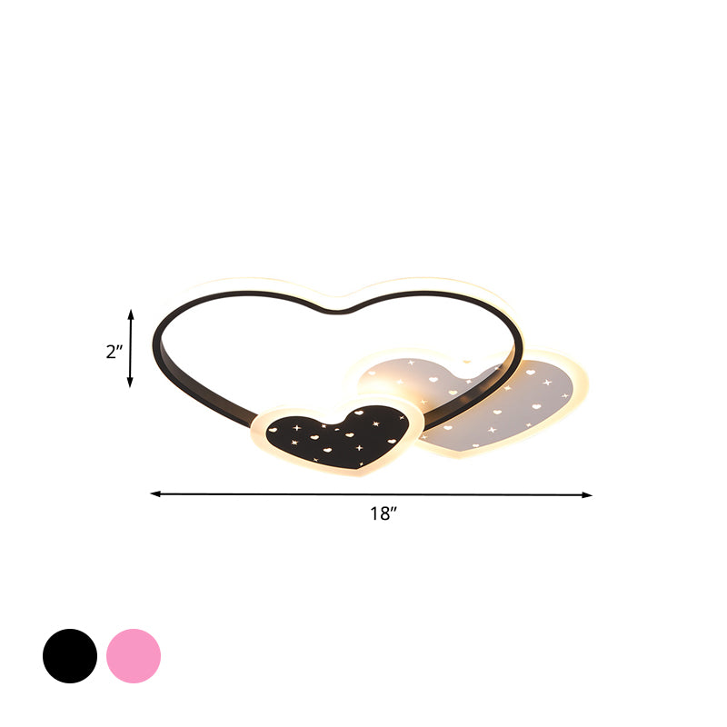 Plafonnier LED en acrylique macaron rose/noir Love Family, plafonnier pour chambre d'enfant