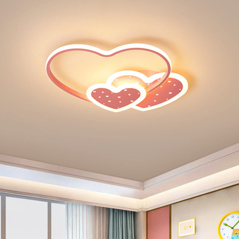 Pink/Black Love Family Flushmount Macaron Acrylic LED Ceiling Flush Mount Light for Kids Room